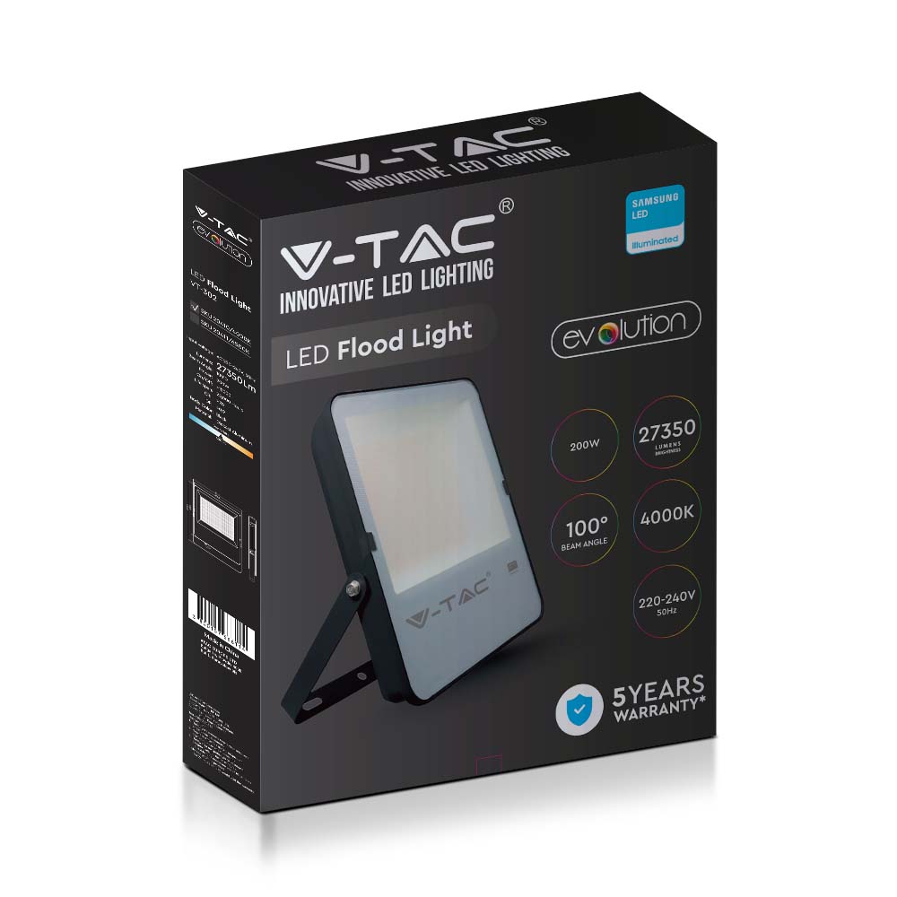 200W Naświetlacz LED SMD / Chip SAMSUNG / Barwa:4000K / Obudowa: Czarna / Skuteczność z diody 160lm/W