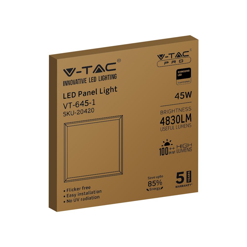 45W Panel LED 600x600mm / Chip SAMSUNG / Barwa:6400K / 5 Lat gwarancji / Opakowanie: 6szt.
