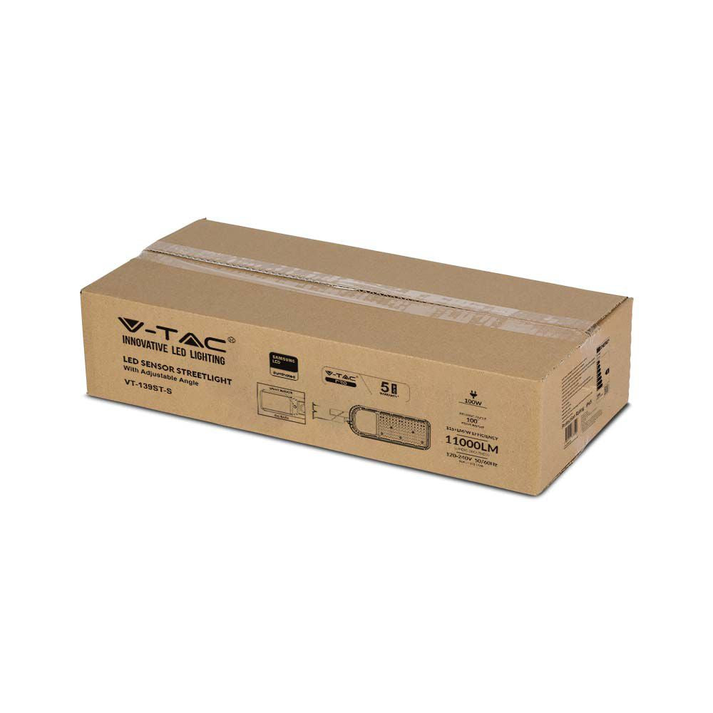 100W Lampa uliczna LED z czujnikiem i regulowanym uchwytem / Chip SAMSUNG / Barwa:4000K / Obudowa: Szara