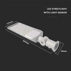 100W Lampa uliczna LED z czujnikiem i regulowanym uchwytem / Chip SAMSUNG / Barwa:6500K / Obudowa: Szara