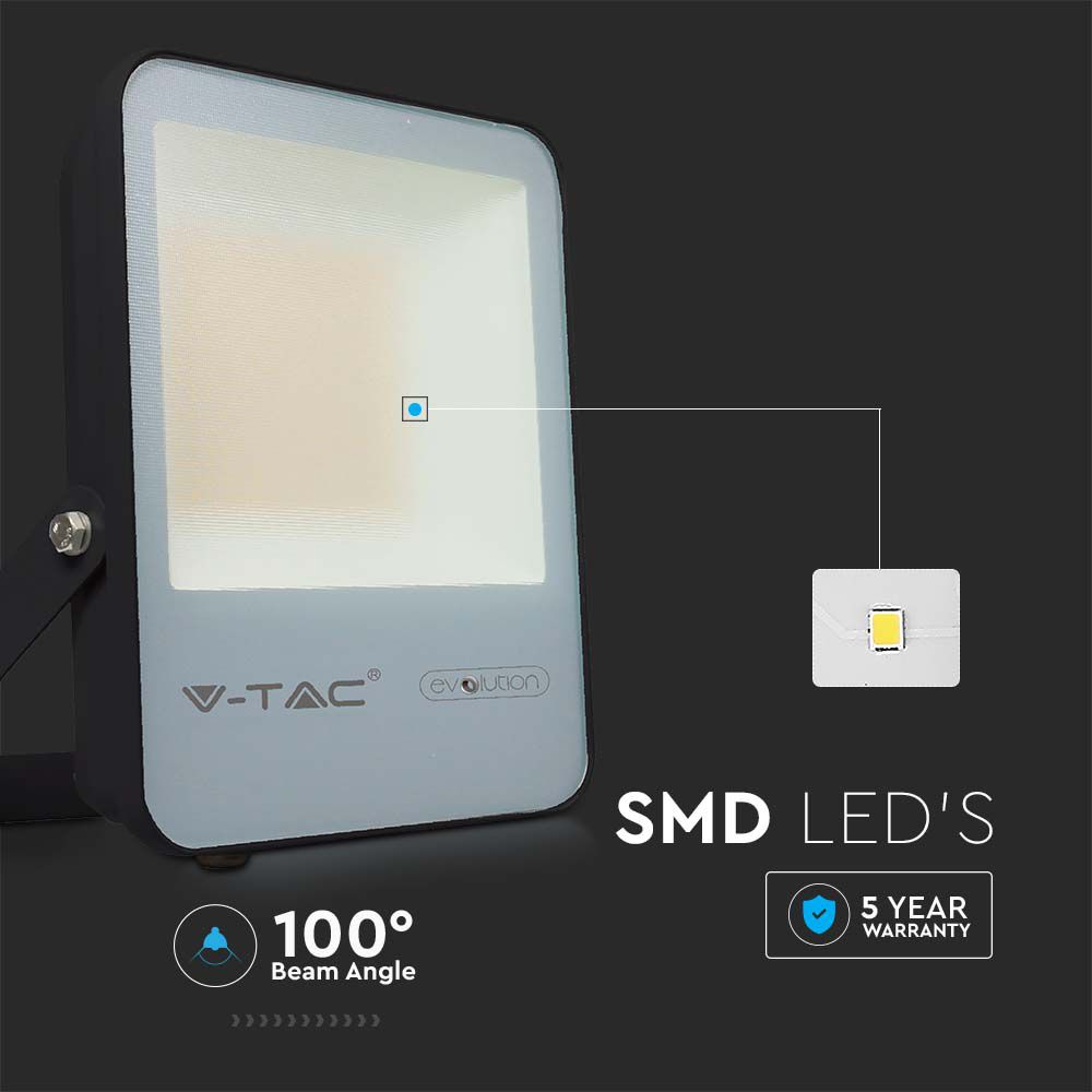 50W Naświetlacz LED SMD / Barwa:4000K / Obudowa: Czarna / Skuteczność z diody 185lm/W