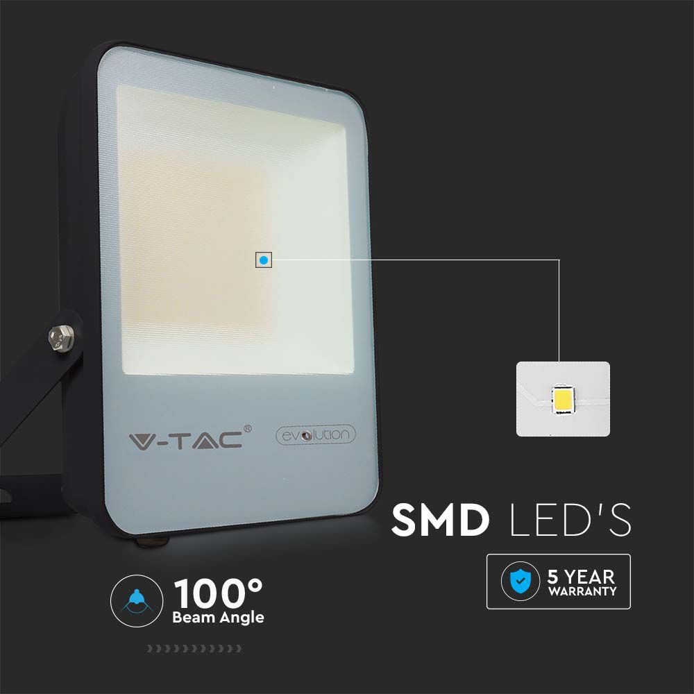 100W Naświetlacz LED SMD / Barwa:4000K / Obudowa: Czarna / Skuteczność z diody 185lm/W