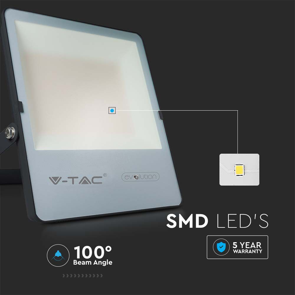 200W Naświetlacz LED SMD / Barwa:4000K / Obudowa: Czarna / Skuteczność z diody 185lm/W