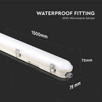 48W Lampa hermetyczna 150cm z czujnikiem ruchu / Chip Samsung / Klosz Mleczny / Klipsy: stal nierdzewny / Barwa:4000K
