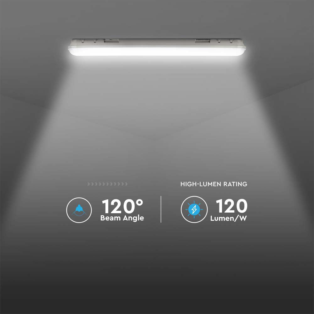 70W Lampa hermetyczna 150cm / Chip Samsung / Klosz Mleczny / Barwa:6400K / Wydajność: 120lm/w