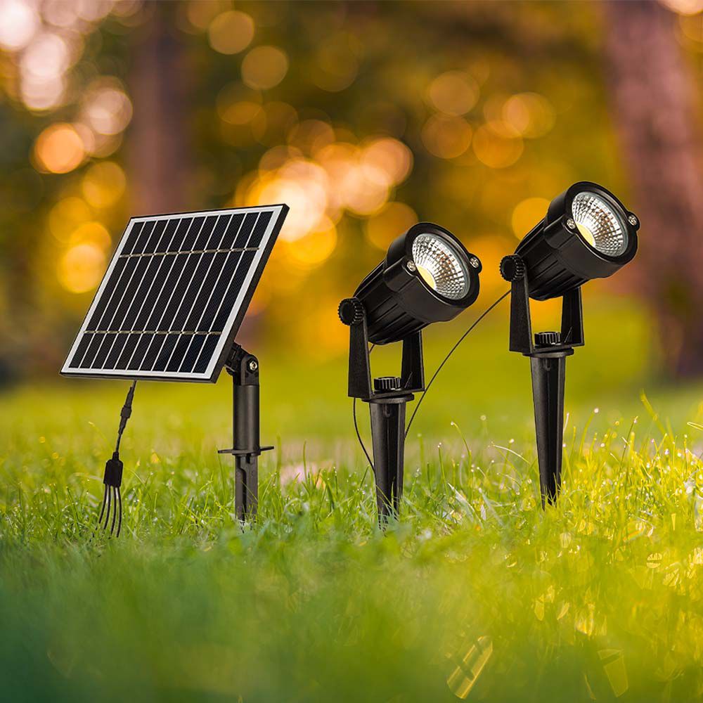 2x1.2W Oprawa ogrodowa + panel solarny / Barwa:3000K / IP65 / Obudowa: Czarny