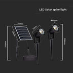 2x1.2W Oprawa ogrodowa + panel solarny / Barwa:3000K / IP65 / Obudowa: Czarny