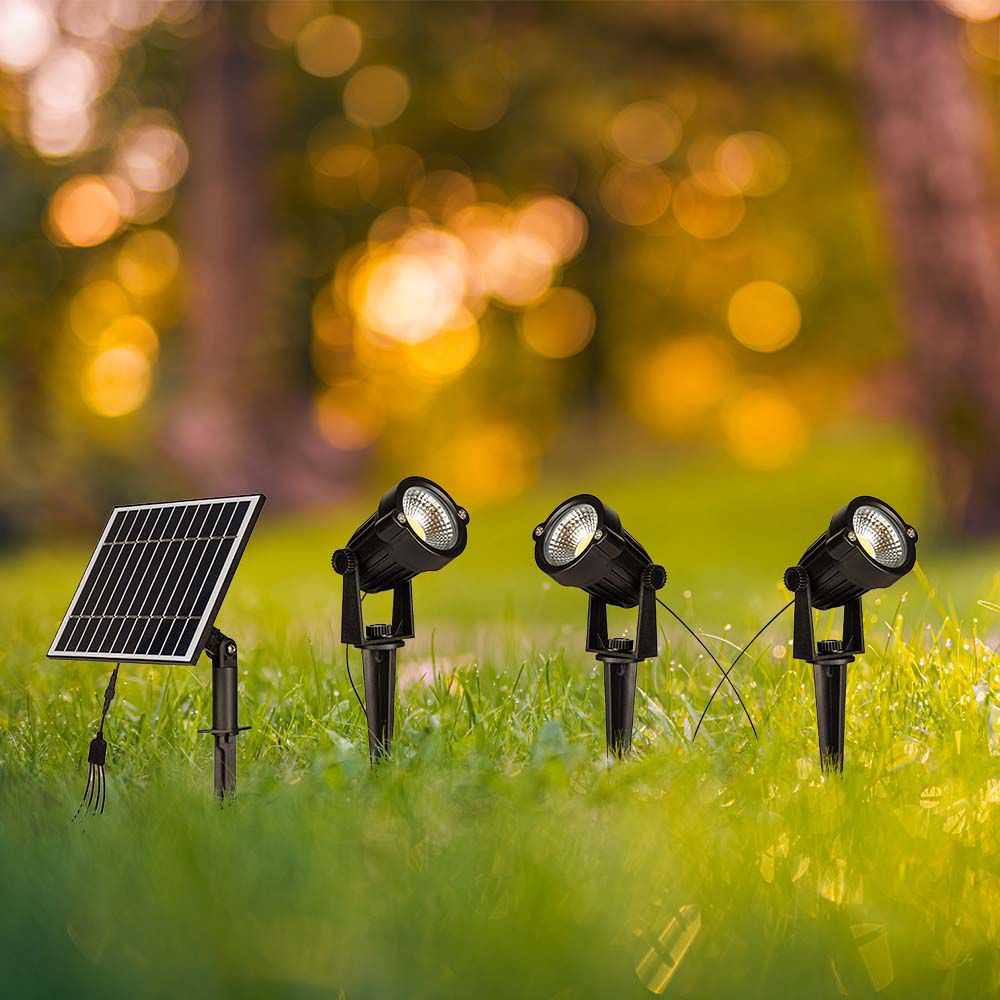 3x1.2W Oprawa ogrodowa + panel solarny / Barwa:3000K / IP65 / Obudowa: Czarny