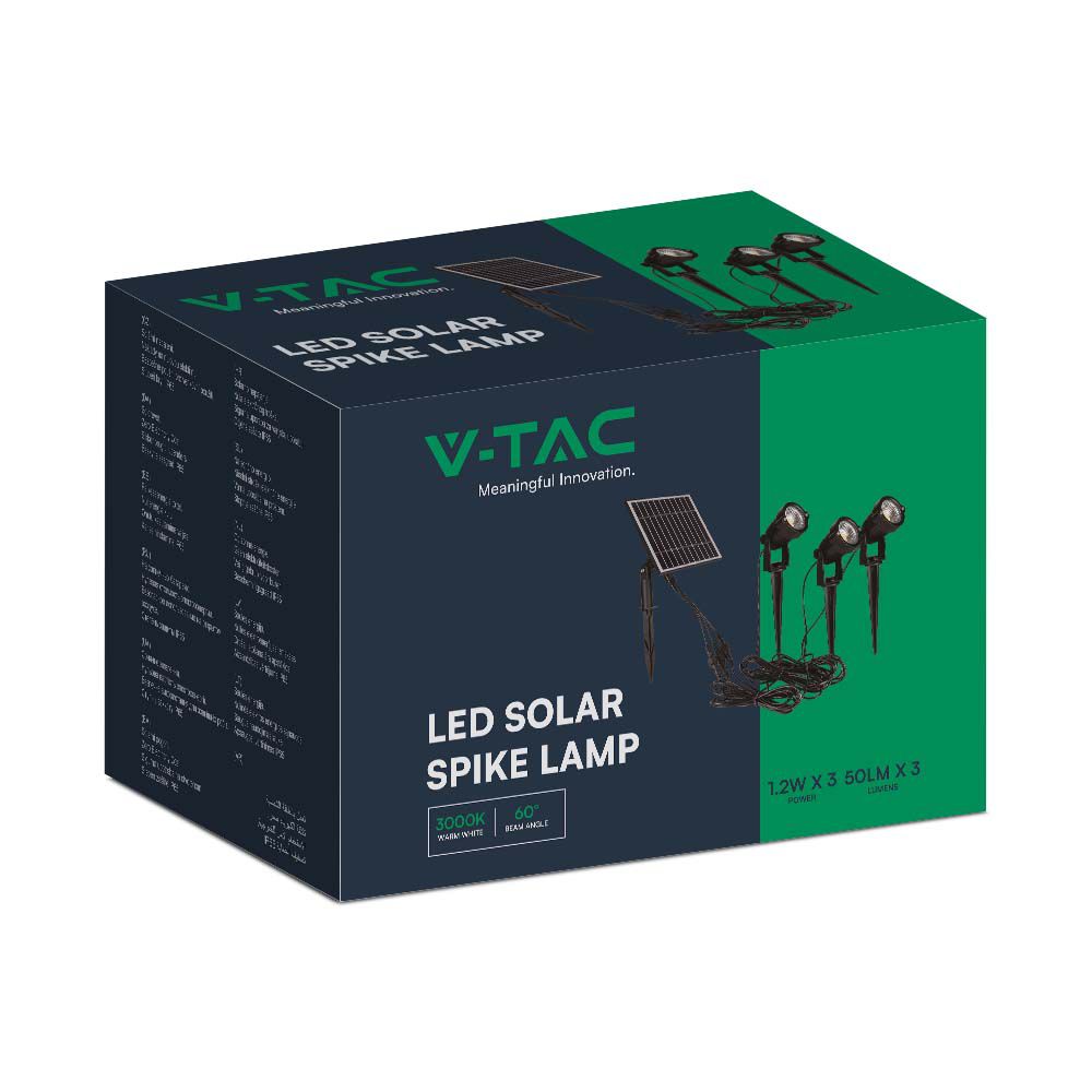 3x1.2W Oprawa ogrodowa + panel solarny / Barwa:3000K / IP65 / Obudowa: Czarny