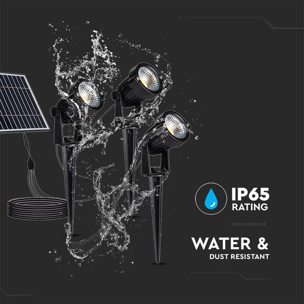 3x1.2W Oprawa ogrodowa + panel solarny / Barwa:3000K / IP65 / Obudowa: Czarny