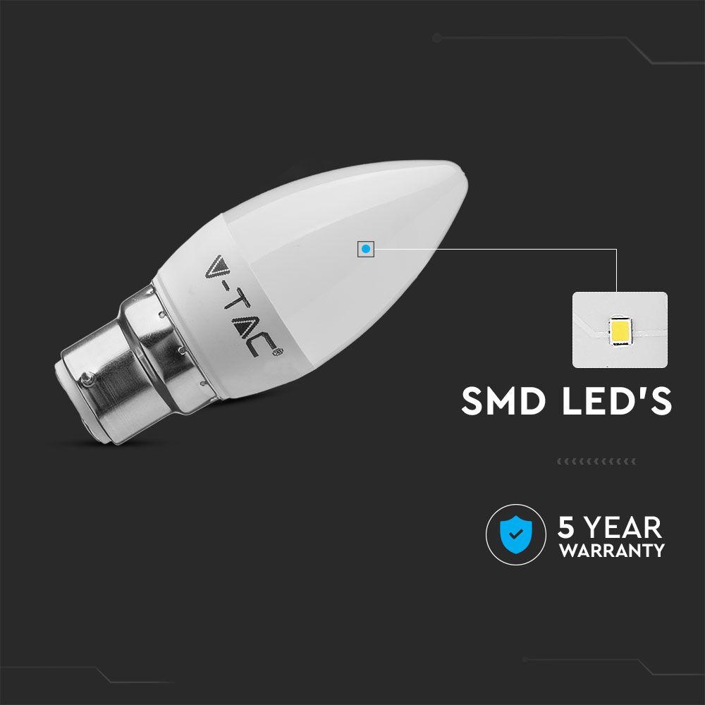4.5W C35 Żarówka LED / Chip SAMSUNG / Barwa:3000K / Trzonek:B22