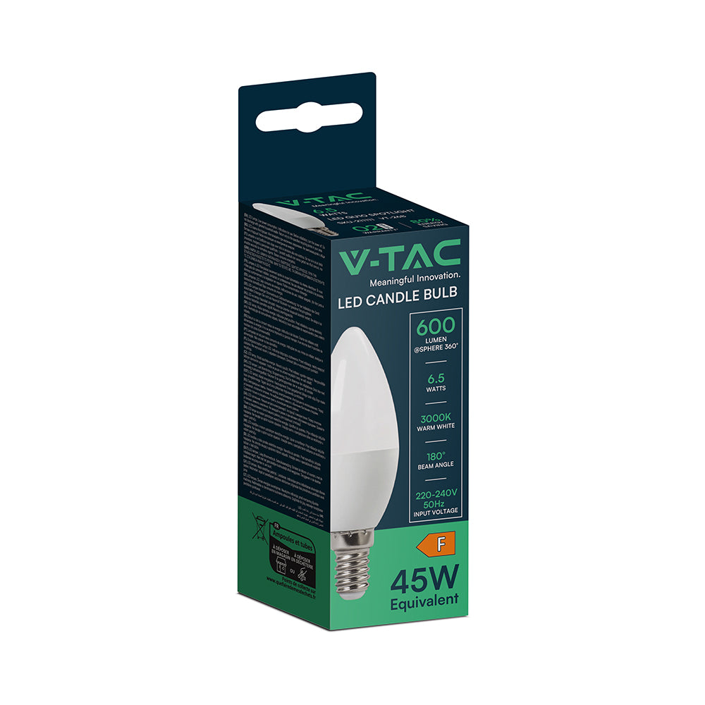 6,5W C35 Żarówka LED / Barwa:3000K / Trzonek:E14