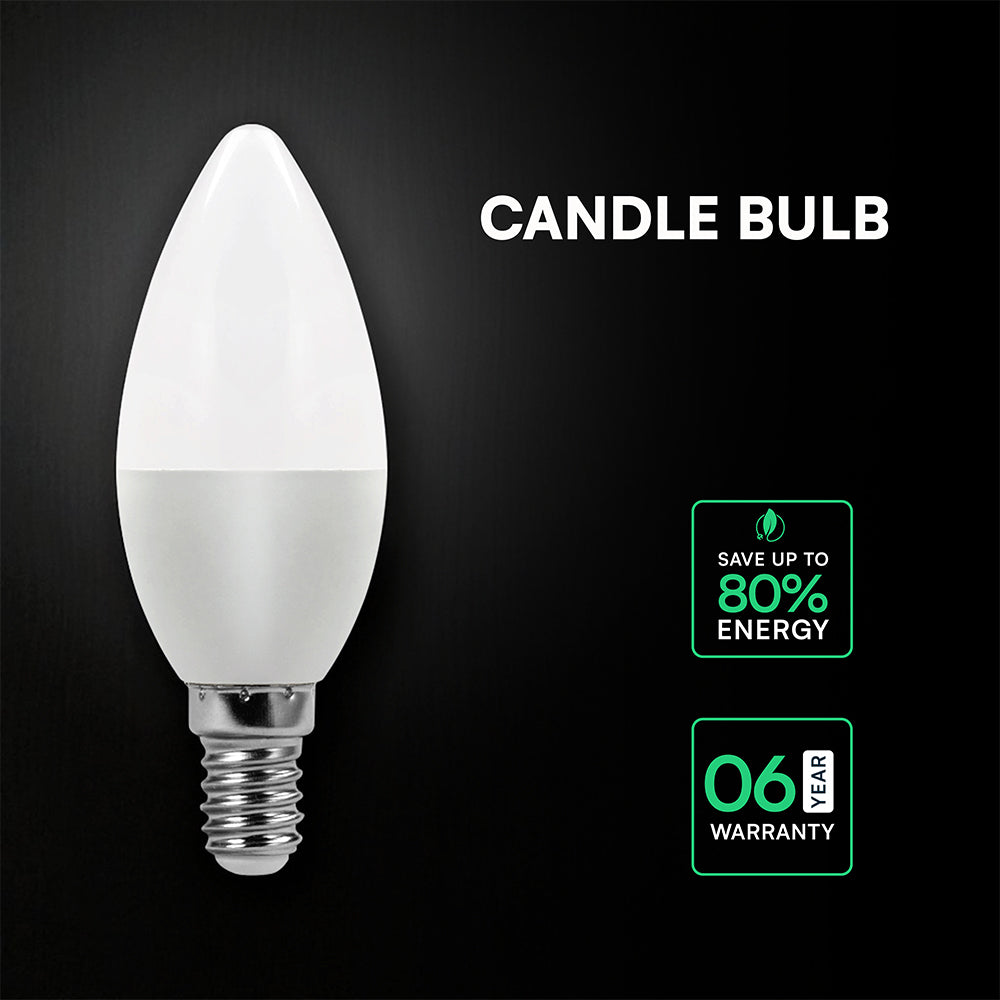 6.5W C35 Żarówka LED / Chip CREE / Barwa:3000K / Trzonek:E14 / 6 Lat gwarancji