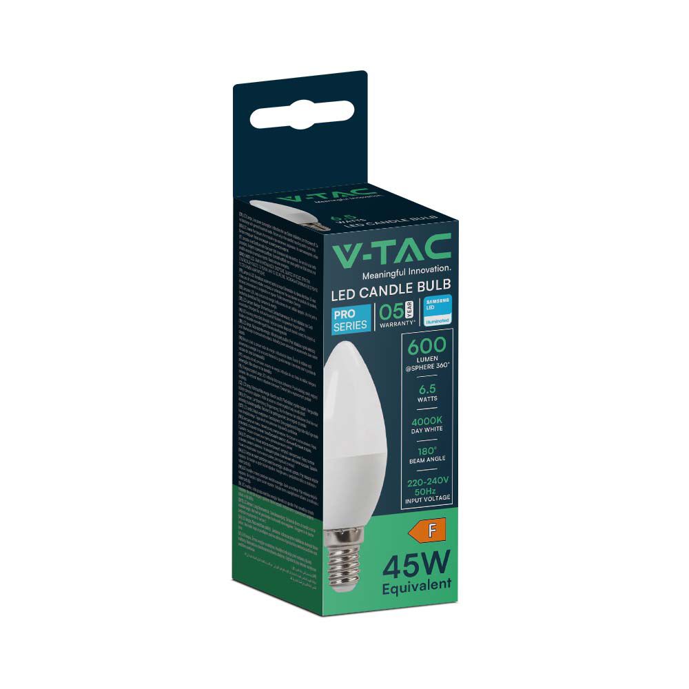 6.5W C35 Żarówka LED / Chip SAMSUNG / Barwa:4000k / Trzonek:E14