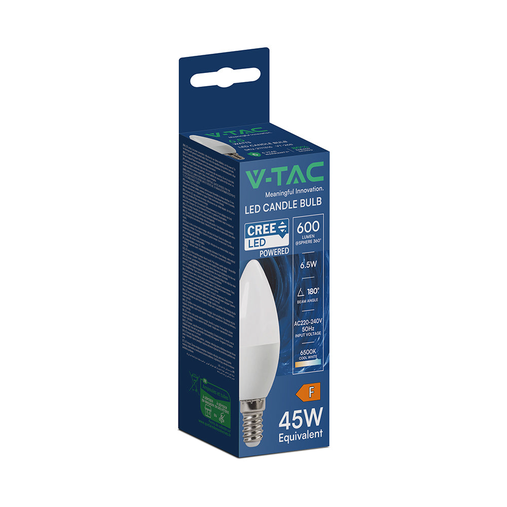 6.5W C35 Żarówka LED / Chip CREE / Barwa:6500K / Trzonek:E14 / 6 Lat gwarancji