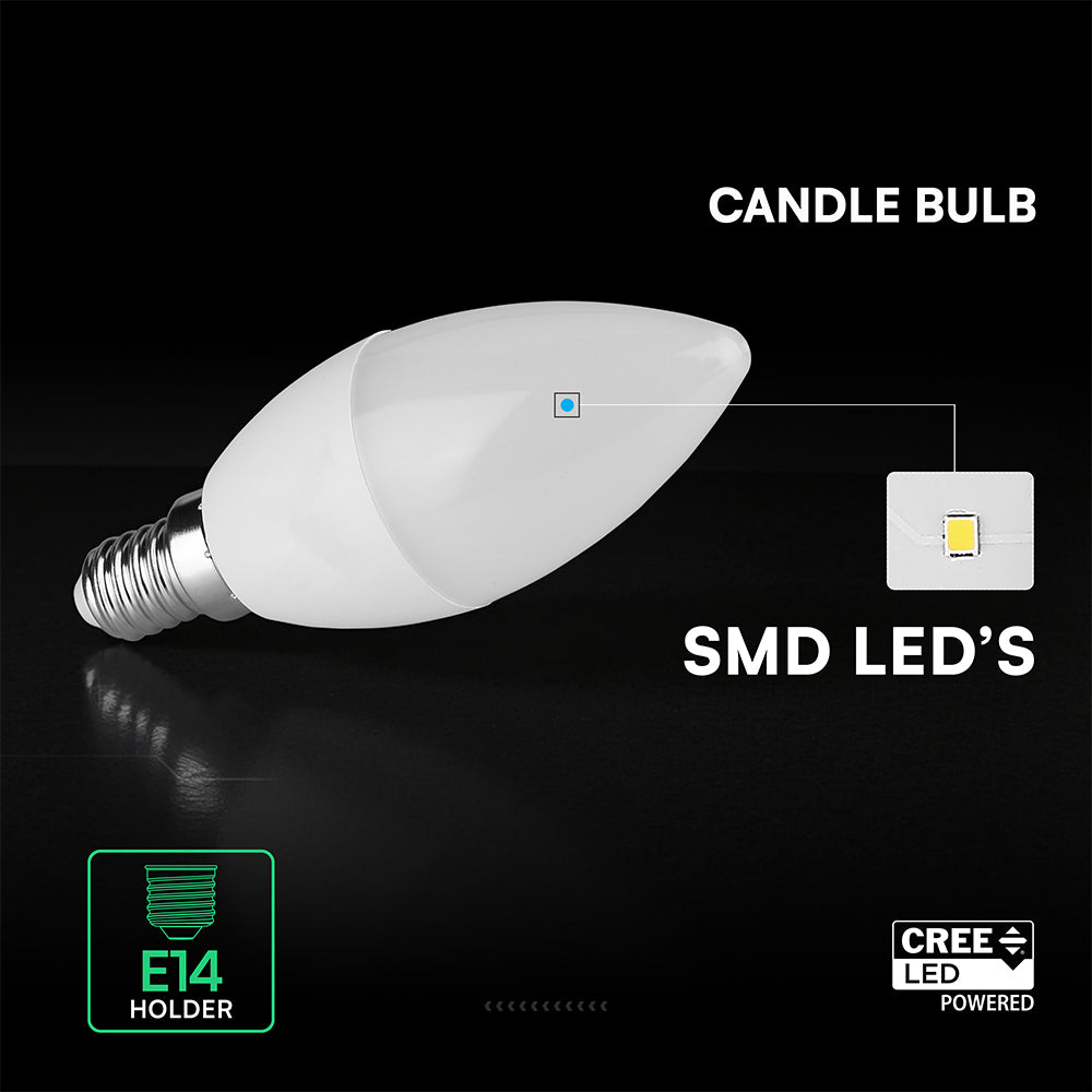 6.5W C35 Żarówka LED / Chip CREE / Barwa:6500K / Trzonek:E14 / 6 Lat gwarancji