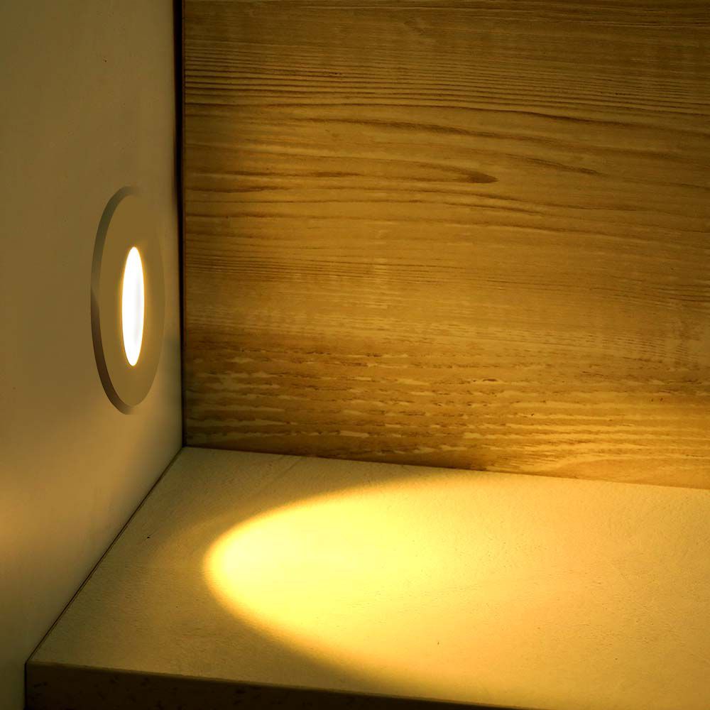 3W Oprawa Schodowa LED / Barwa:3000K / Obudowa: Biała / Okrągły