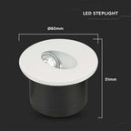 3W Oprawa Schodowa LED / Barwa:4000K / Obudowa: Biała / Okrągły