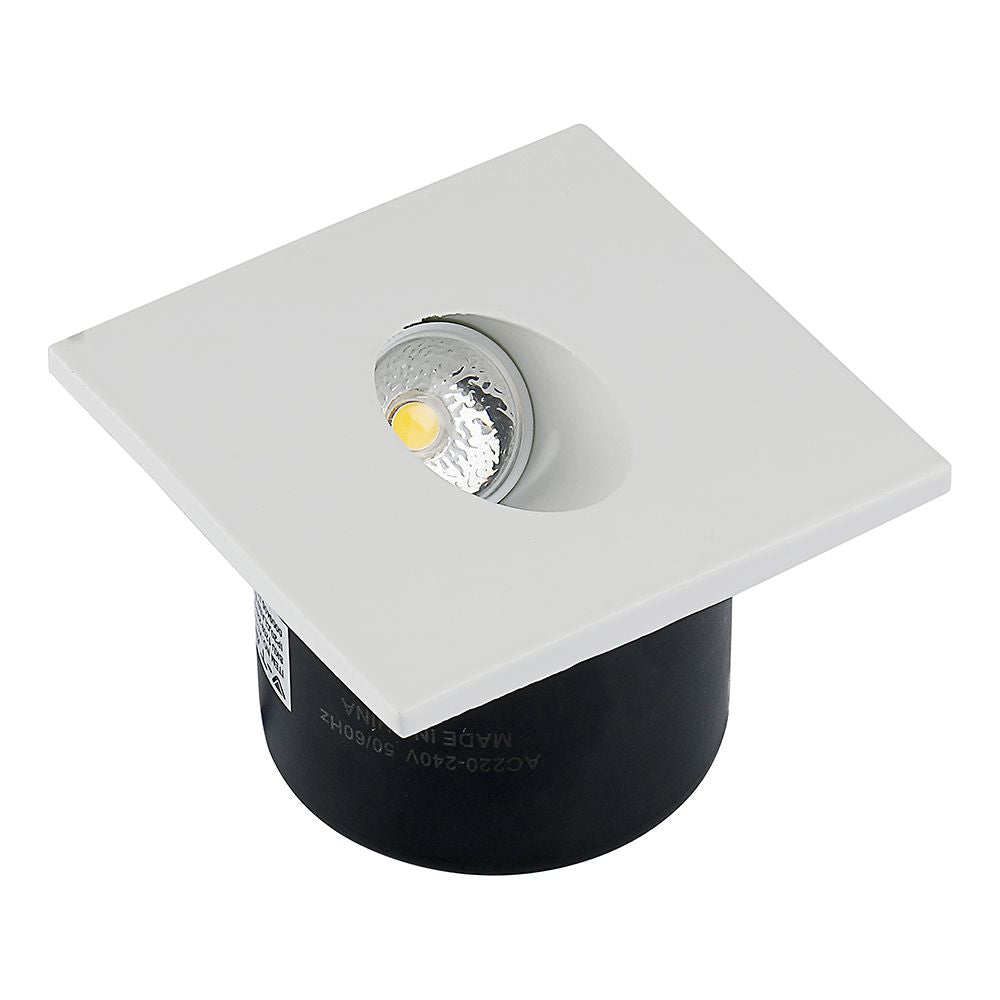3W Oprawa Schodowa LED / Barwa:3000K / Obudowa: Biała / Kwadrat