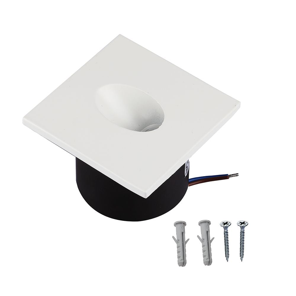 3W Oprawa Schodowa LED / Barwa:4000K / Obudowa: Biała / Kwadrat