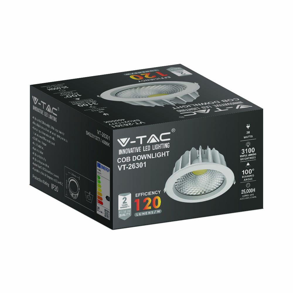 30W Oprawa wpuszczana reflektor LED / Barwa:4500K / HIGH LUMEN