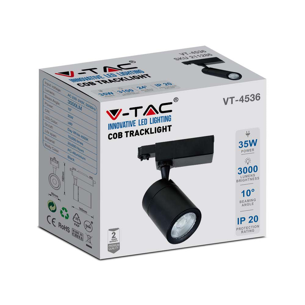 35W Lampa LED na szynoprzewód / Barwa:4200K / Obudowa: Czarna