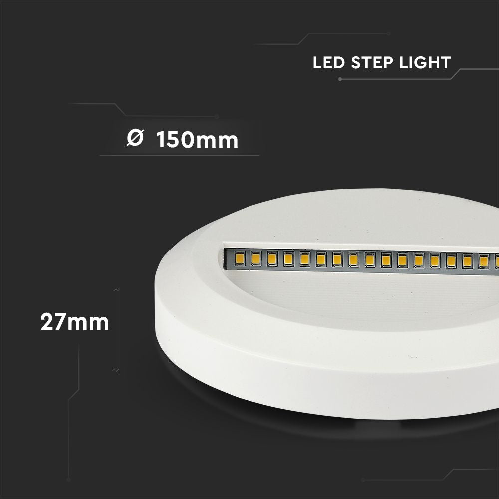 2W Oprawa Schodowa LED / Barwa:4000K / Obudowa: Biała / Okrągły
