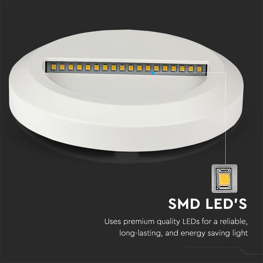 2W Oprawa Schodowa LED / Barwa:4000K / Obudowa: Biała / Okrągły