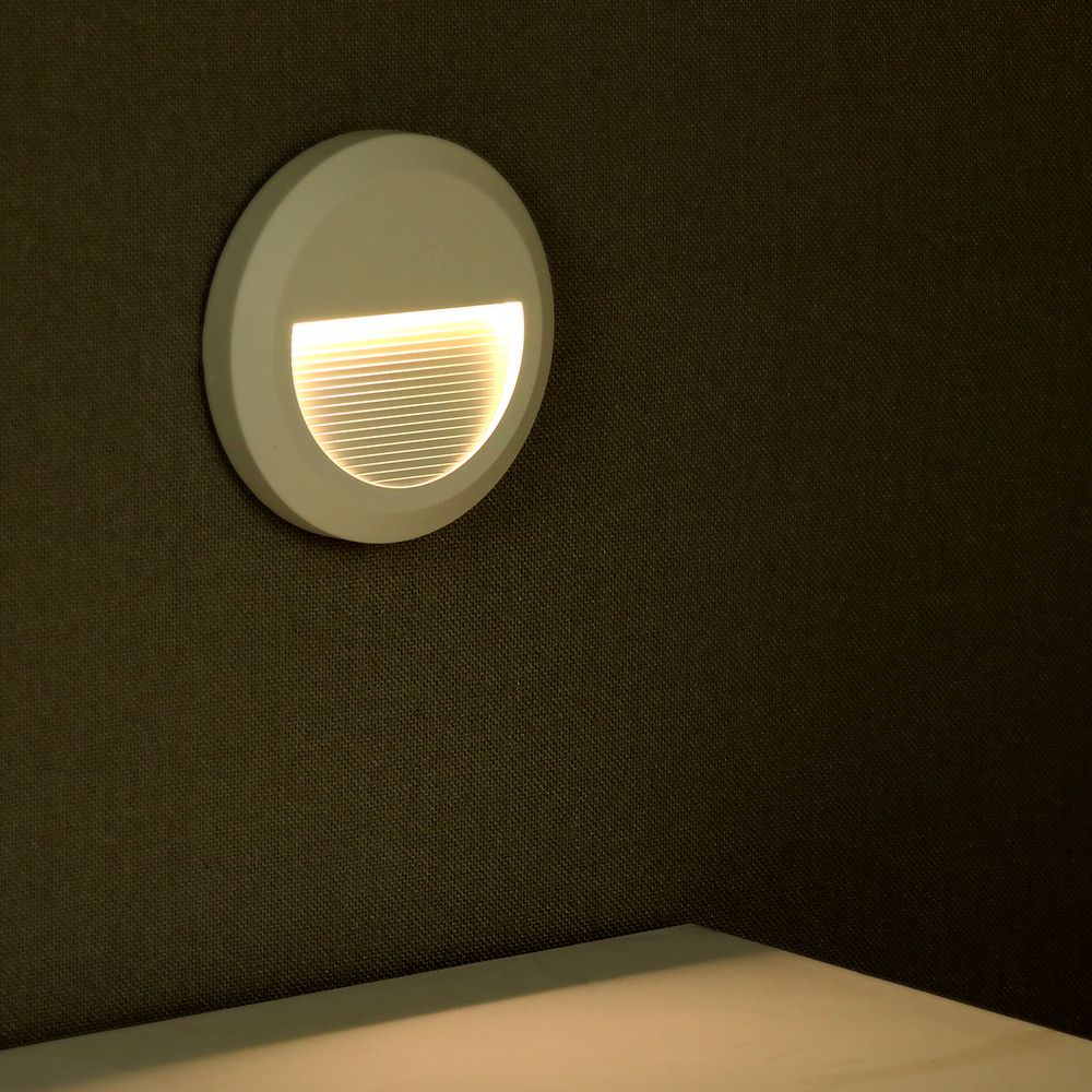 2W Oprawa Schodowa LED / Barwa:3000K / Obudowa: Biała / Okrągły