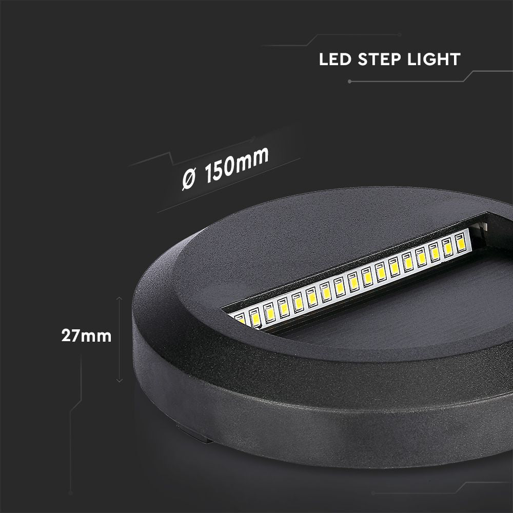 2W Oprawa Schodowa LED / Barwa:4000K / Obudowa: Czarna / Okrągły