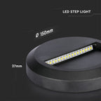 2W Oprawa Schodowa LED / Barwa:3000K / Obudowa: Czarna / Okrągły
