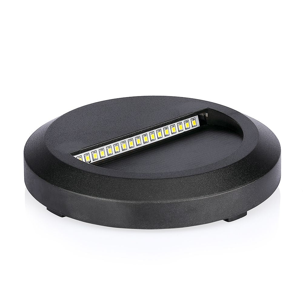 2W Oprawa Schodowa LED / Barwa:3000K / Obudowa: Czarna / Okrągły