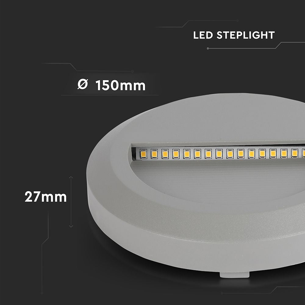 2W Oprawa Schodowa LED / Barwa:3000K / Obudowa: Szara / Okrągły