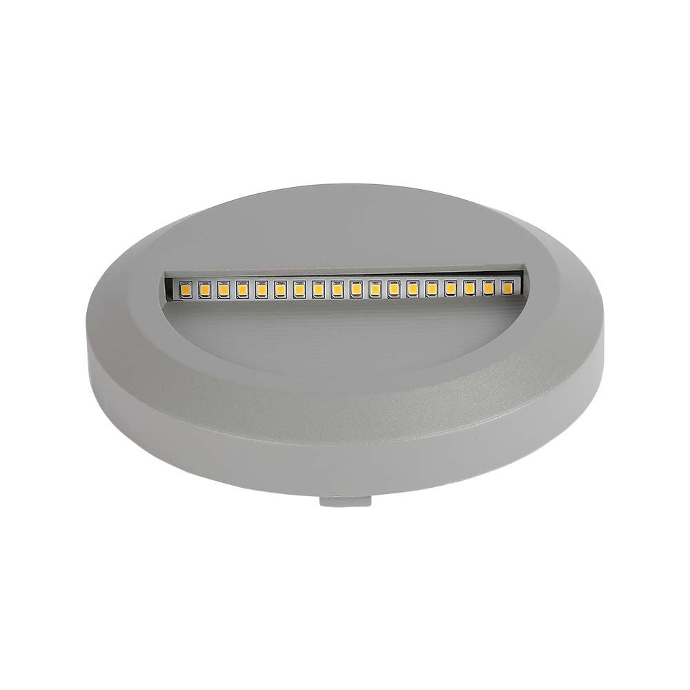 2W Oprawa Schodowa LED / Barwa:3000K / Obudowa: Szara / Okrągły