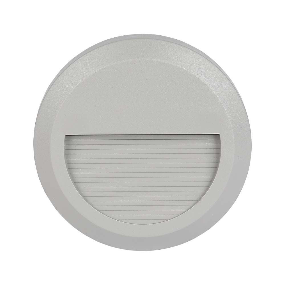 2W Oprawa Schodowa LED / Barwa:3000K / Obudowa: Szara / Okrągły