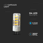 3.2W Żarówka LED / Chip SAMSUNG / Barwa:3000K / Trzonek:G4