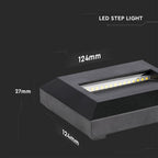 2W Oprawa Schodowa LED / Barwa:4000K / Obudowa: Czarna / Kwadrat
