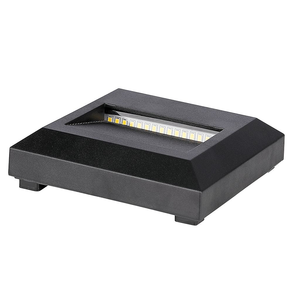 2W Oprawa Schodowa LED / Barwa:3000K / Obudowa: Czarna / Kwadrat