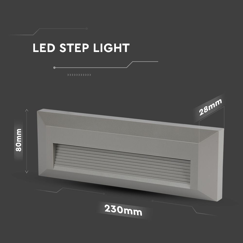 3W Oprawa Schodowa LED / Barwa:3000K / Obudowa: Szara / Kwadrat