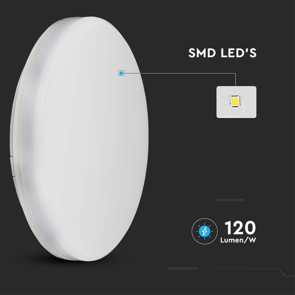 15W Plafon LED / IP44 / Chip Samsung / Barwa:6400K / Klosz PC / Okrągły