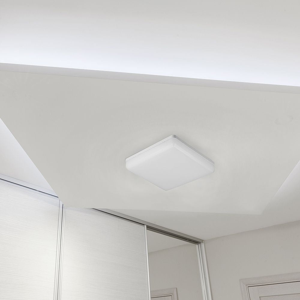 15W Plafon LED / IP44 / Chip Samsung / Barwa:3000K / Klosz PC / Kwadrat