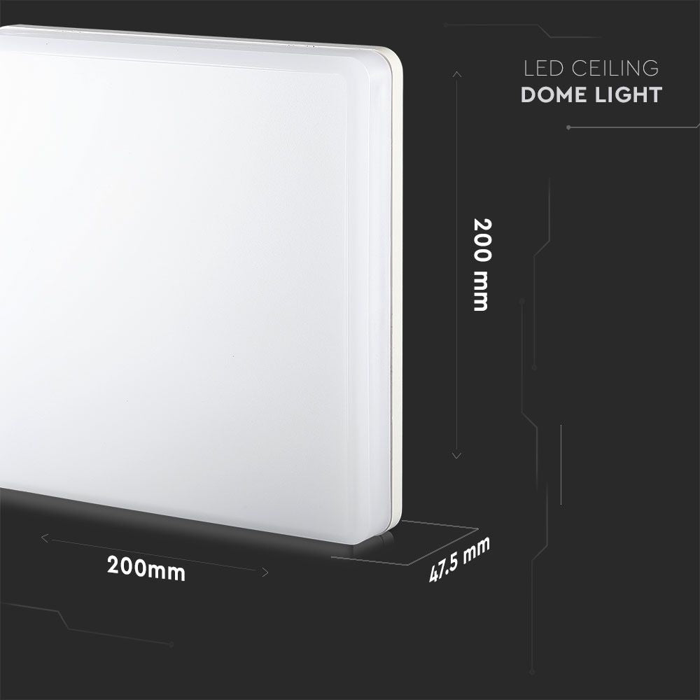 15W Plafon LED / IP44 / Chip Samsung / Barwa:3000K / Klosz PC / Kwadrat