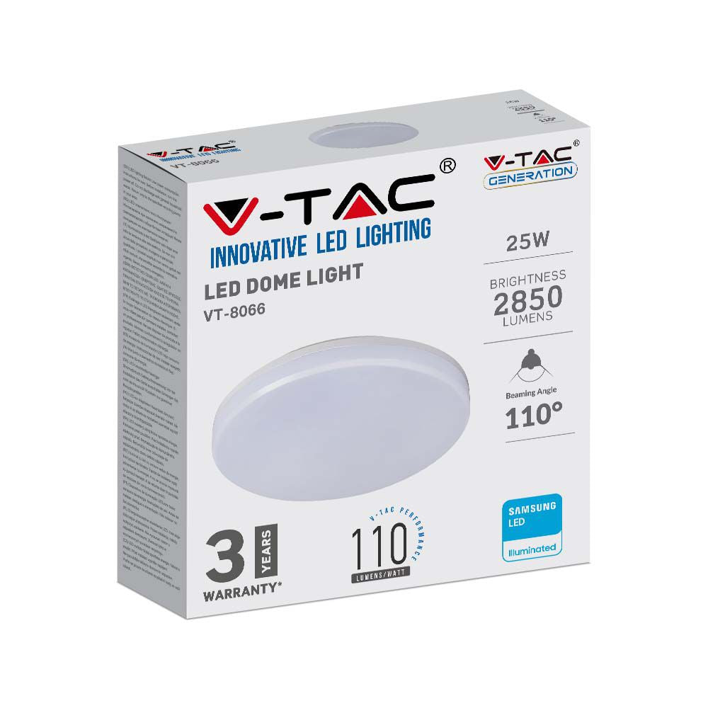 25W Plafon LED / IP44 / Chip Samsung / Barwa:6400K / Klosz PC / Okrągły