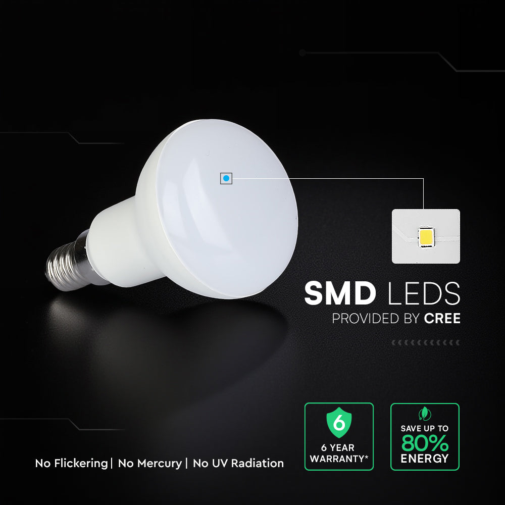 4.8W R50 Żarówka LED / Chip CREE / Barwa:6500K / Trzonek:E14 / 6 Lat gwarancji