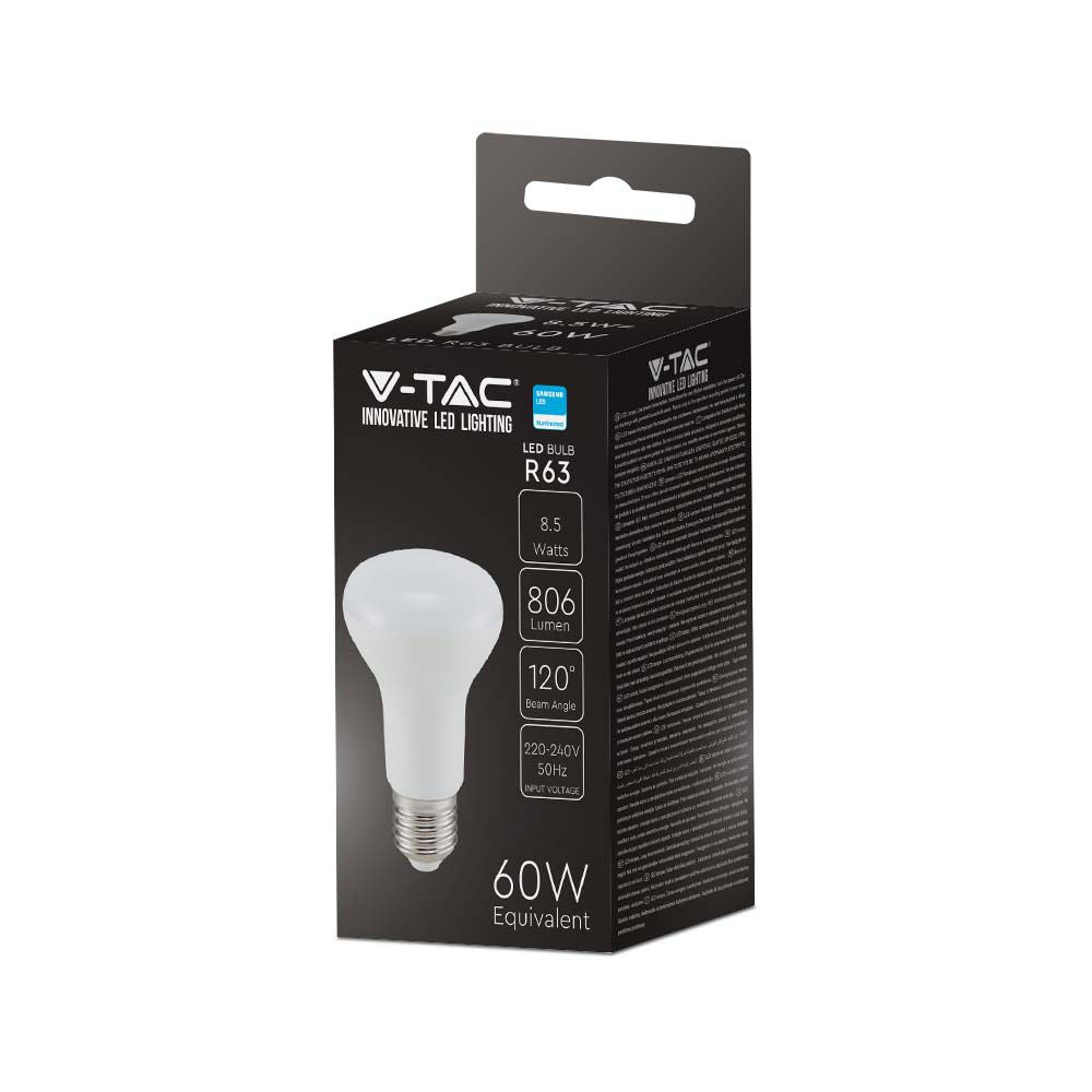 8.5W R63 Żarówka LED / Chip SAMSUNG / Barwa:4000K / Trzonek:E27