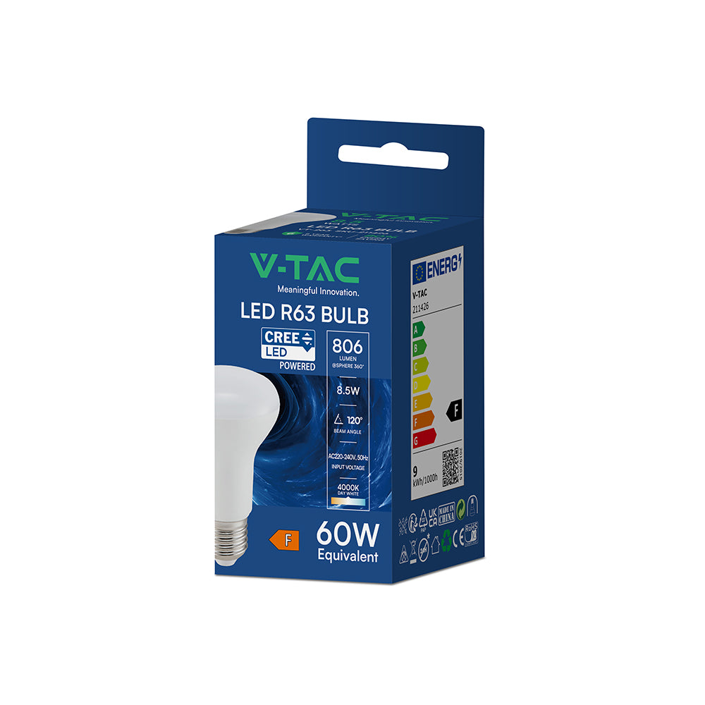 8.5W R63 Żarówka LED / Chip CREE / Barwa:4000K / Trzonek:E27 / 6 Lat gwarancji