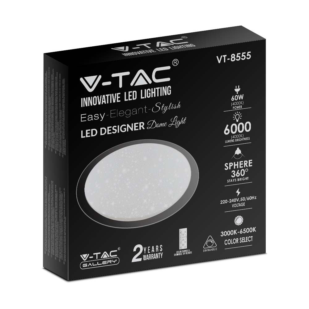 30W/60W/30W Dekoracyjny plafon LED / Barwa: 3w1 / Ściemniany / Klosz z efektem gwiazdki