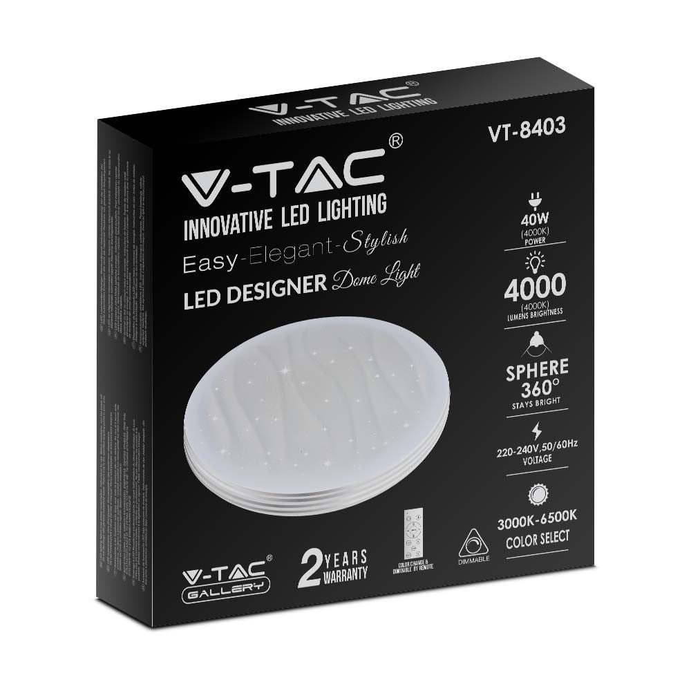 20W/40W/20W Dekoracyjny plafon LED / Barwa: 3w1 / Ściemniany / Klosz z efektem fali