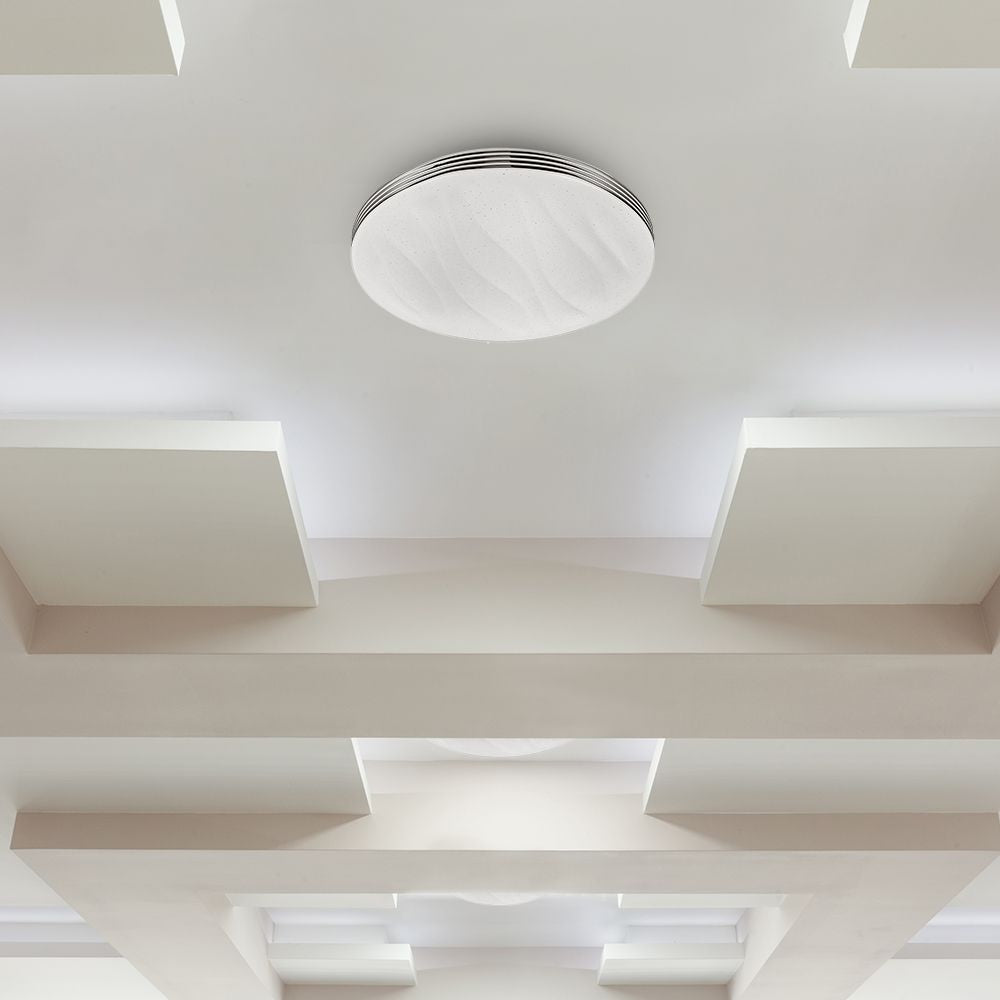 30W/60W/30W Dekoracyjny plafon LED / Barwa: 3w1 / Ściemniany / Klosz z efektem fali