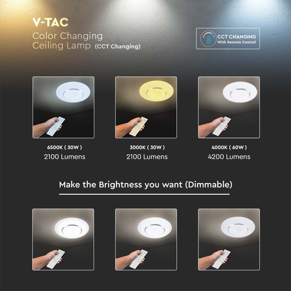 30W/60W/30W Dekoracyjny plafon LED / Barwa: 3w1 / Ściemniany